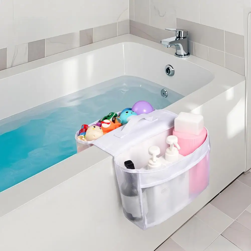 Badrand Speelgoedorganizer Badspeelgoedorganizer met 2 compartimenten Zadelvorm Mesh Douchehouder voor kinderbadspeelgoed voor eenvoudig