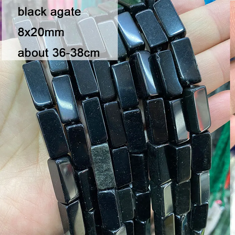 Wholesale Black Stone Rondelle Agates Square Onyx Irregular Tourmaline Round Beads for Jewelry Making Diy Bracelet Accessories