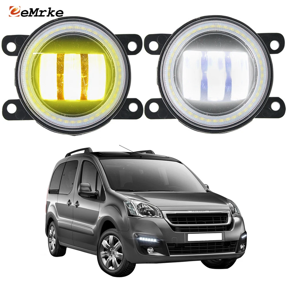 

Pair LED Angel Eye DRL for Peugeot Partner Tepee Box S2 Facelift 2nd 2015 2016 2017 Fog Lights Lamp Lens Daytime Running Lights