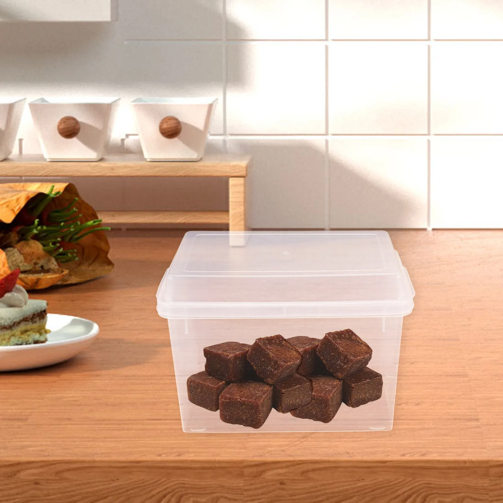 

1Set Airtight Sugar Container PP Storage Jar for Kitchen Dry Food Sugar Flour Cereal Beans Grains Storage Box Transparent Seal