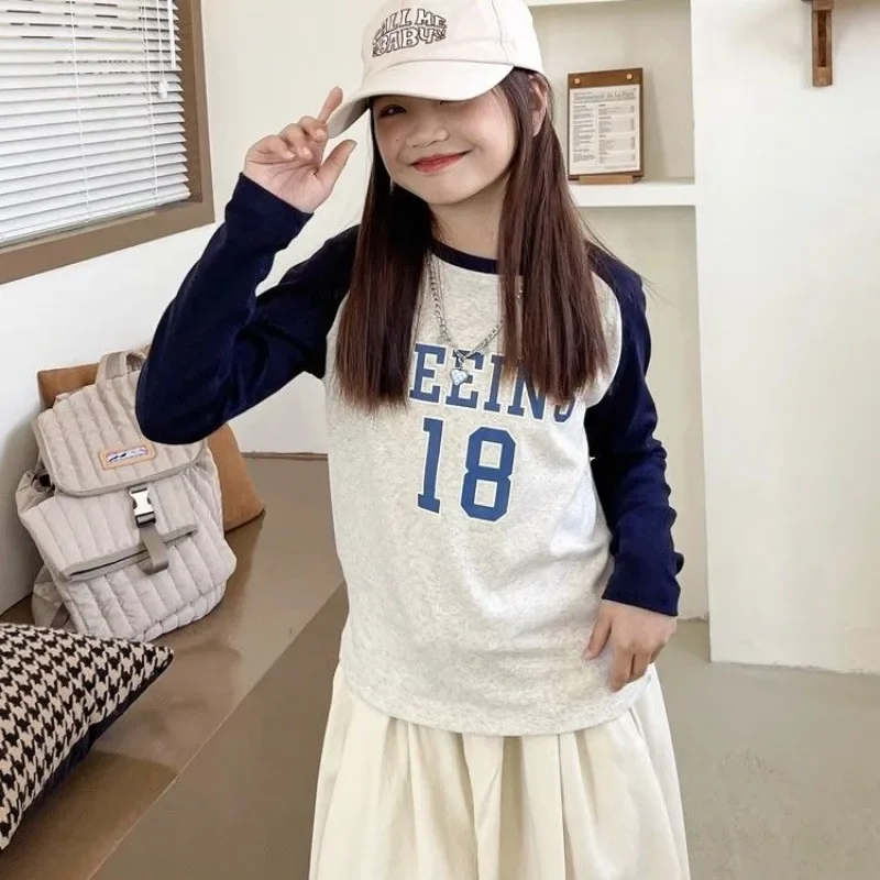 Printing Elementary Student Girl Clothes Spring Autumn Kids Shirt Teenage Girls 10 12 Years Children's T-shirts Clothing T-shirt