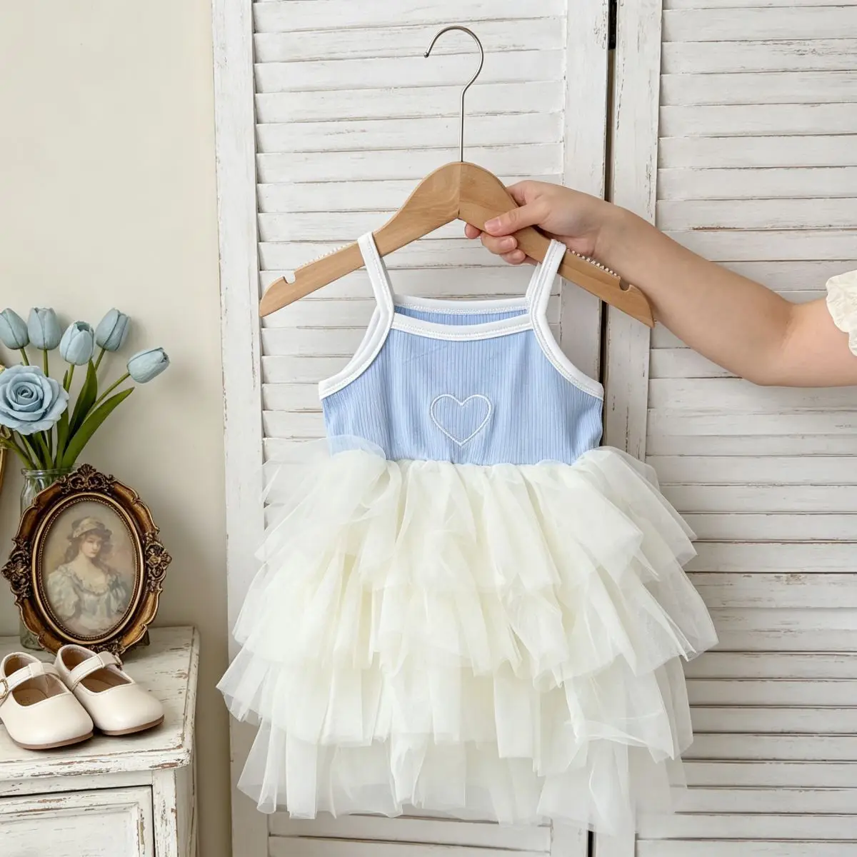 2026 Summer New Baby Girl Sleeveless Sling Dress Cute Infant Sweet Princess Dress Girls Tiered Dress Cotton Toddler Puff Dress