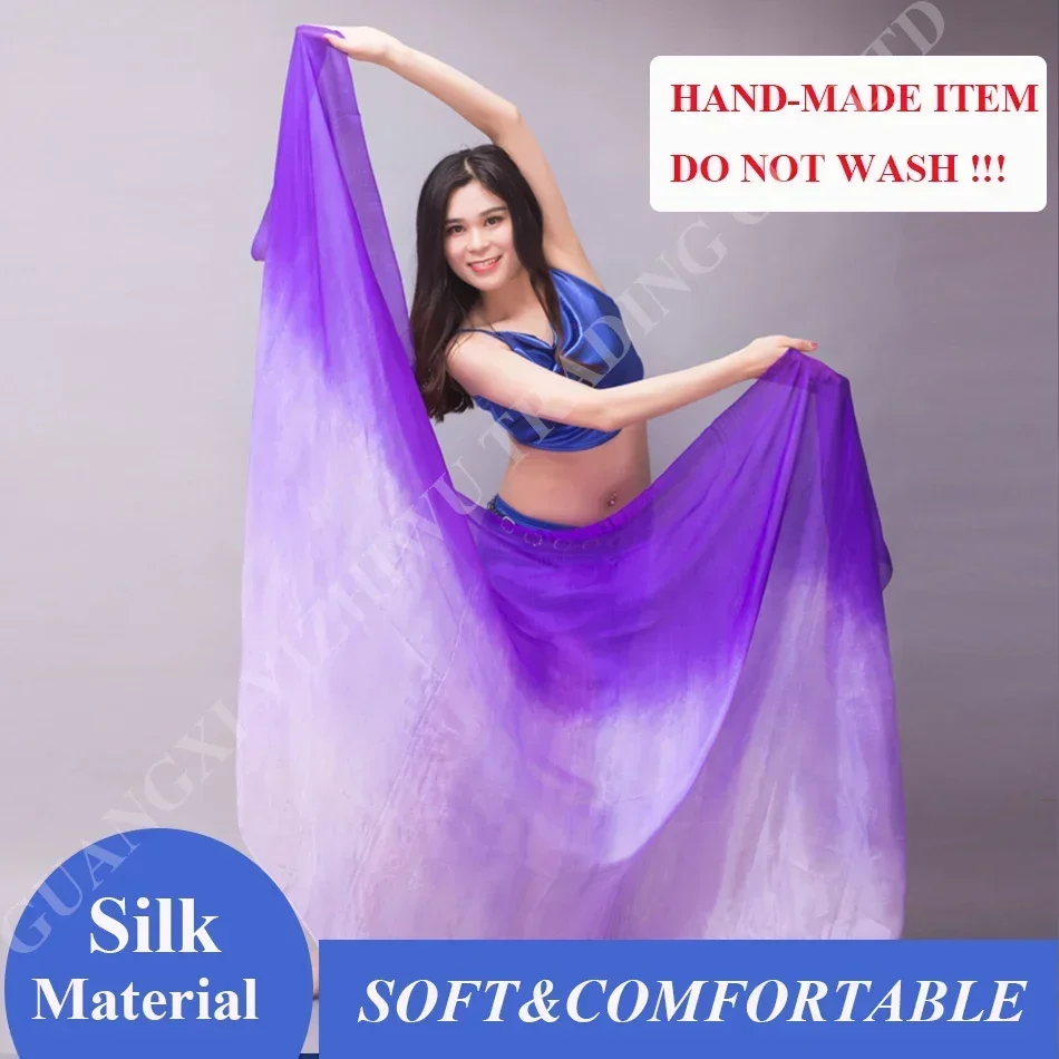 Chinese Real Silk Customized Silk Veils Women Belly Dance Veils Hand Made Scarf Shawls for Girls
