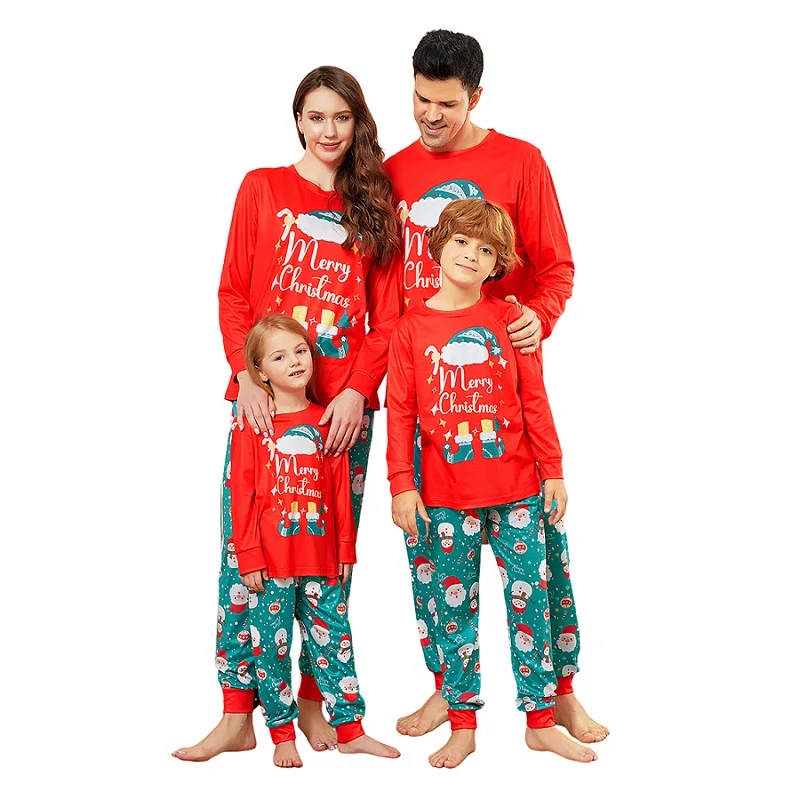 Xmas Family Matching Pajamas New Arrivals 2025 Letter Print Merry Christmas Father Mother Kids Pjs Baby Jumpsuit Dog Clothes