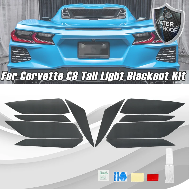 

10pcs Stickers Car Lighting Tail Light Blackout Kit Smoked Vinyl Overlay Covers Auto Lamp Exterior For Corvette C8 Stingray 2020