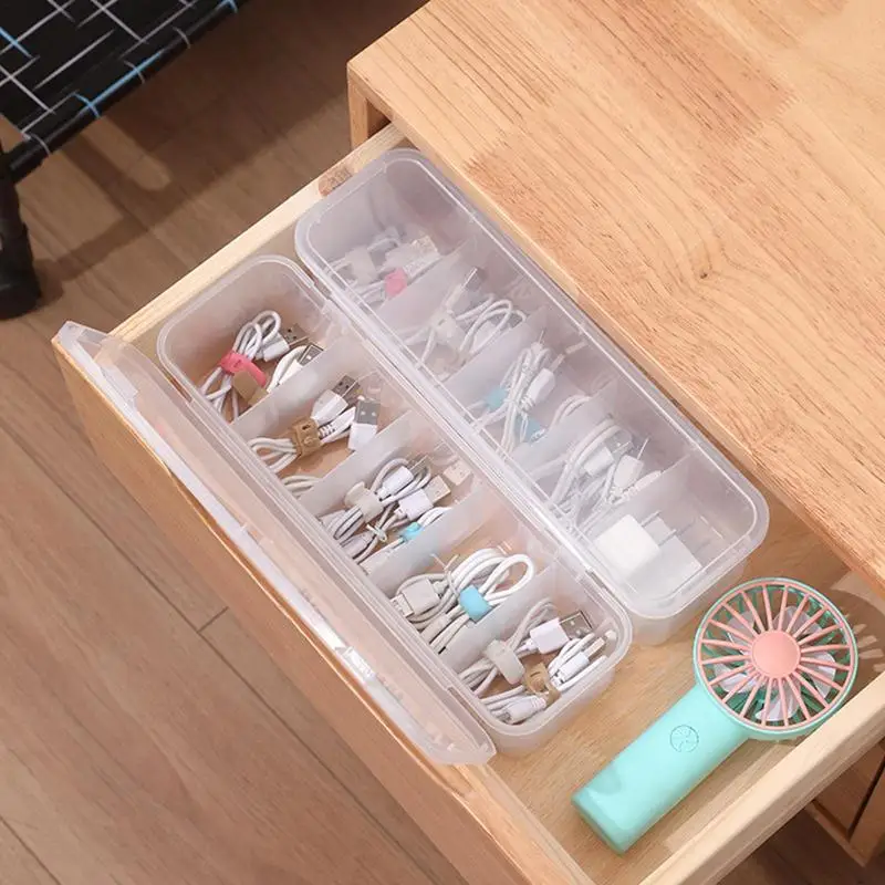 Clear Drawer Organizer Drawer Compartment Box Transparent Charger Cable Cord Earrings Storage Box Accessories Storage Supplies