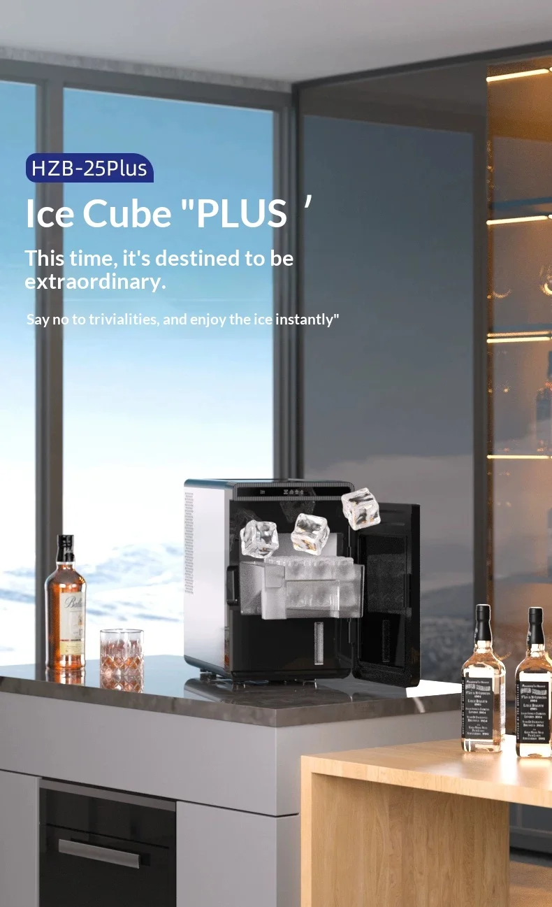Nostalgia Electrics HZB-25PLUS Ice Machine Efficient Rapid Cooling Process Desktop Ice Maker Infrared Real-Time Sensor For Gifts