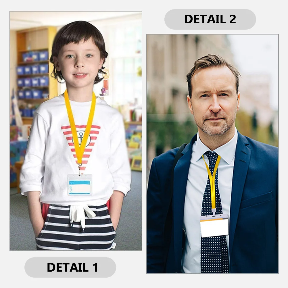 

7pcs Id Card Holder Transparent Reusable Badge Sleeve Lightweight Protective Cover For Office Security Teachers Lanyard