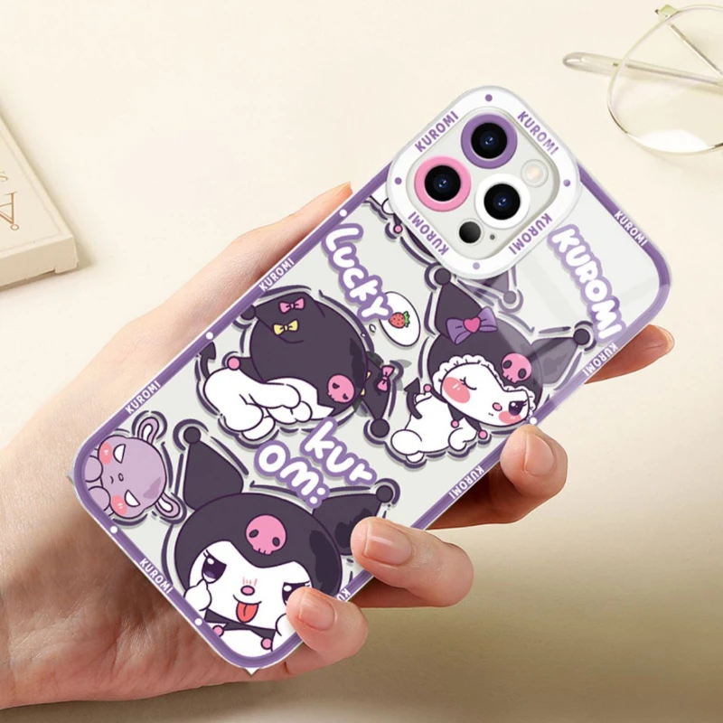 Sanrio Kuromi My Melody Cinnamoroll Case for iPhone 15 14 Pro Max Funda 13 12 Mini 11 XR XS 8 7 6 6S Plus SE 2020 Silicone Cover