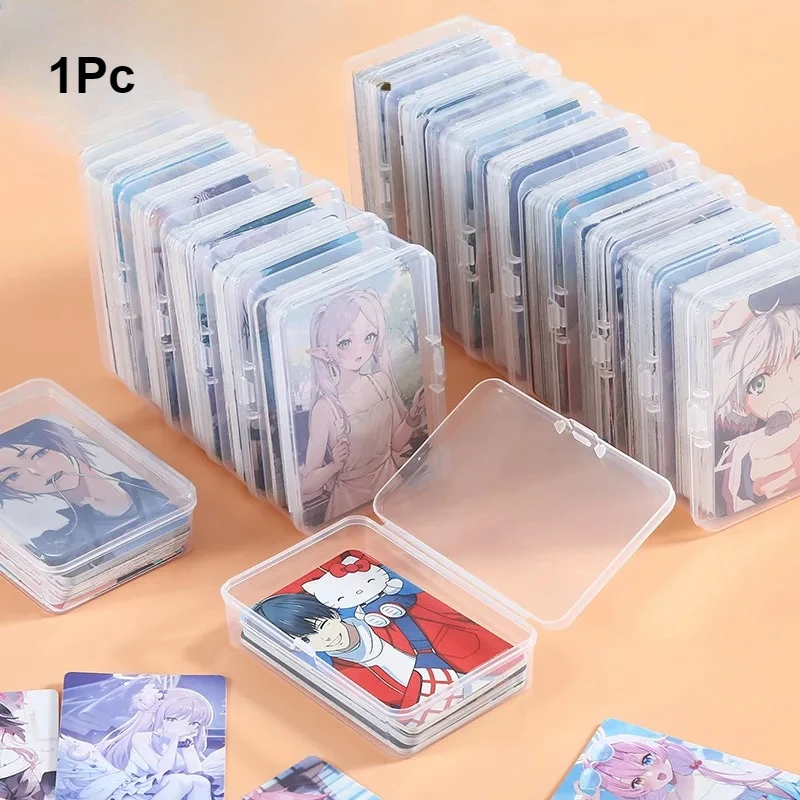 1Pc 방진 스토리지 씰 스티커 주최자 Kpop Girl 3 인치 Photocard Boy Game Card 용 투명 플라스틱 클램 쉘 박스