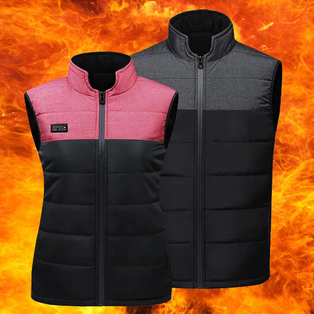 USB Electric Heated Vest Women Men Heated Jacket Cotton Thermal Underwear Skiing Suites Camping Hiking Heated Clothing 4-21 Area