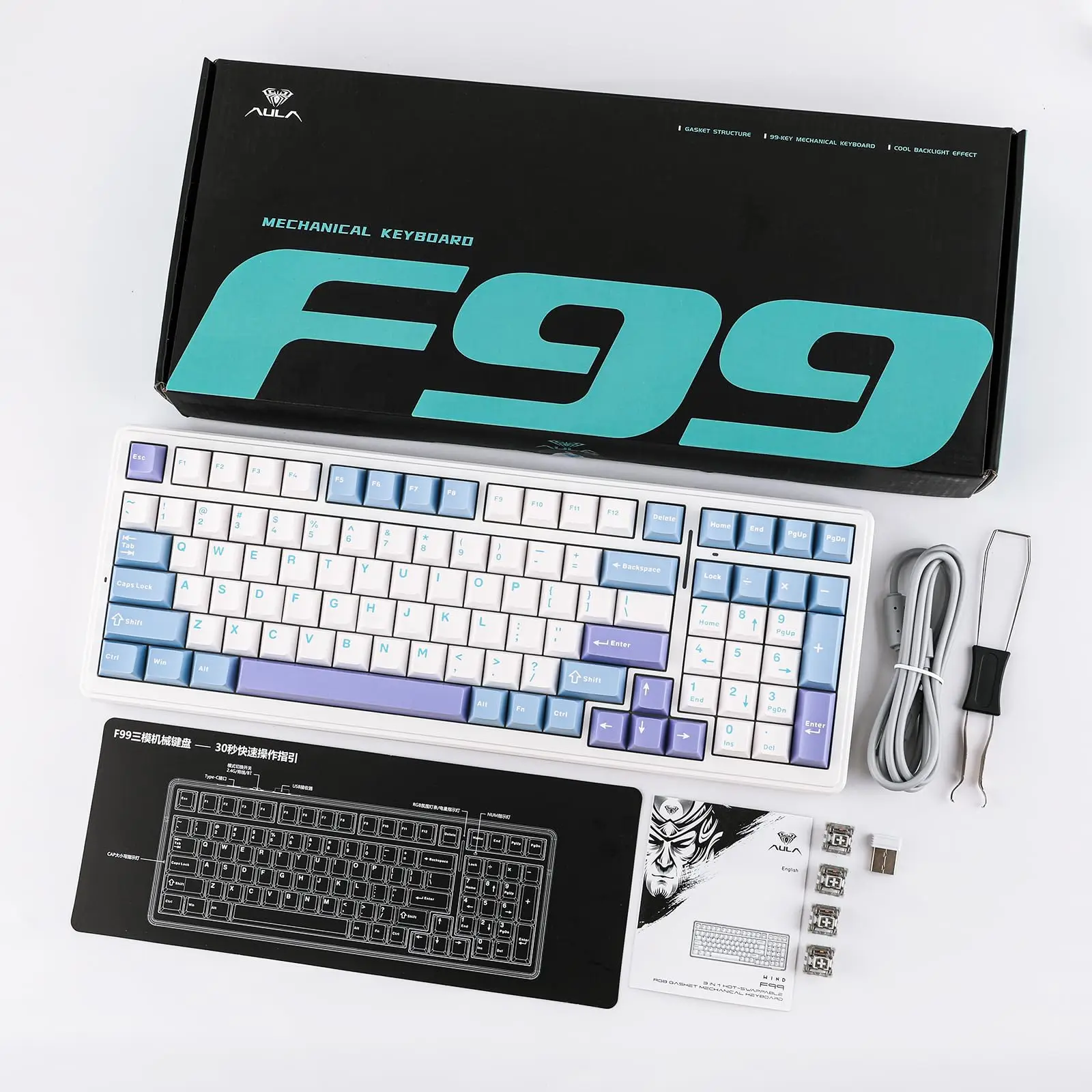 Imagem -06 - Teclado Mecânico sem Fio para Jogos Junta Swappable Quente bt 2.4g com Fio Personalizado Preenchimento de Cinco Camadas 8000mah Aula-f99