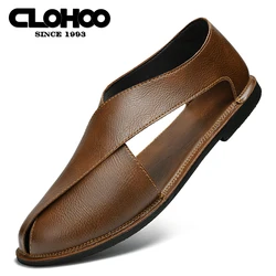 CLOHOO handmade men's shoes comfortable soft sole soft surface men's sandals casual versatile sandals man