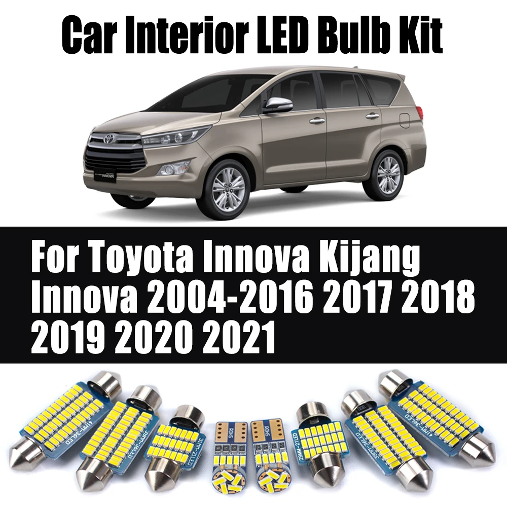 

Комплект автомобильных ламп для чтения Canbus для Toyota Innova Kijang Innova 2004-2017 2018 2019 2020 2021 светодиодный светильник для внутреннего багажника с картой и куполом
