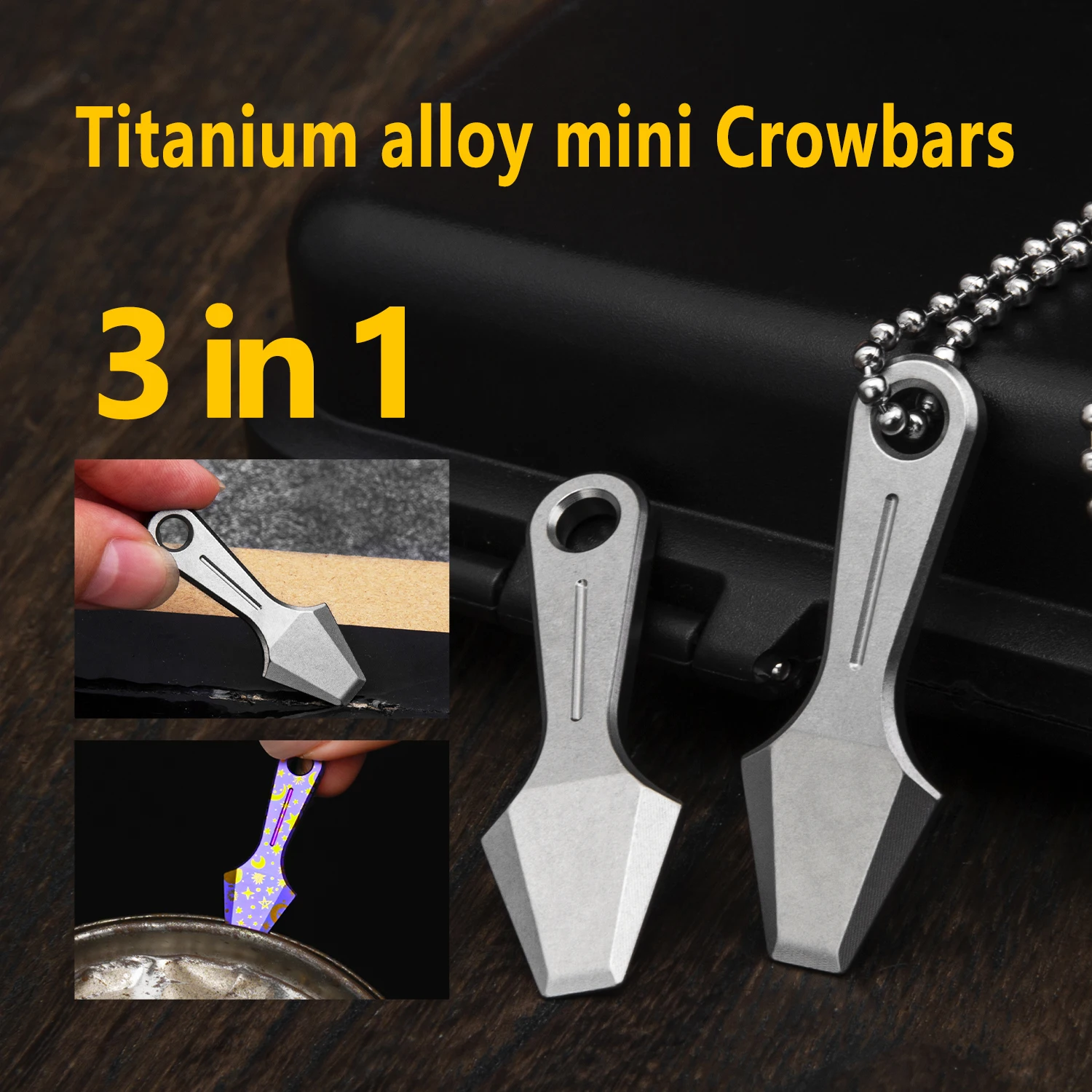 

Titanium Alloy Pry Bar Mini Pocket EDC Tool Outdoors Portable Multifunctional Crowbars Metal Gray Keychain Pendant NEW