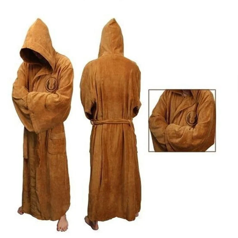 Pijama de flanela térmica engrossado masculino, anime de cor sólida, guerreiros do império, camisola comprida, roupão de banho com capuz, outono e