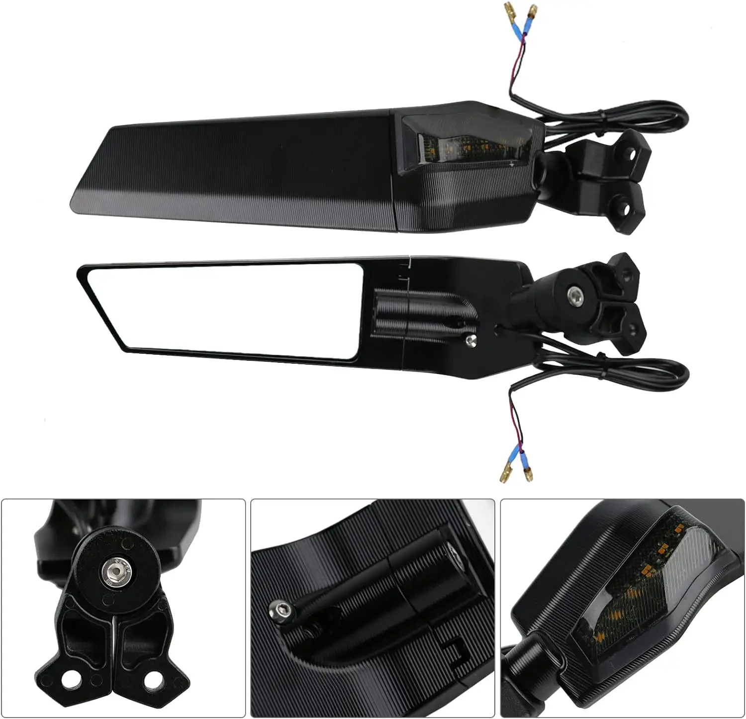 Motorcycle Rearview Mirrors with LED Rotating Adjustable High Visibility Mirrors For Kawasaki Ninja 250 300 400 650 H2 H4