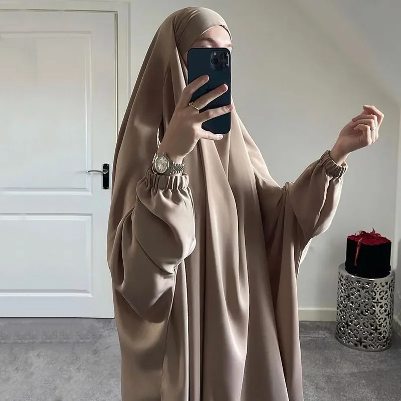 Abaya with Khimar Set Jilbab 2 Piece Ramadan Eid Jilbeb Long Hijab Dress Muslim Prayer Clothes Women Turkey Islam Dubai Outfit