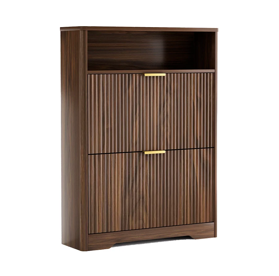 

Solid Wood Modern Shoe Cabinet Storage Entryway Hidden Shoes 2 Flip Drawers Tall Free Standing Shoe Organizer Rack Foyer
