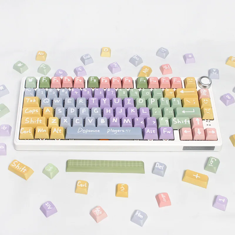 133key Dopamine Theme Keycap Five-sided Sublimation PBT Material XDA Height Keycap Suitable for Most Mechanical Keyboard Keycaps