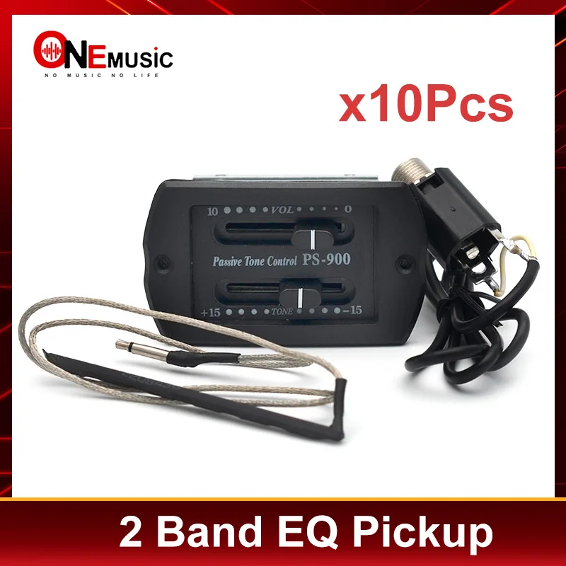 10Pcs PS-900 2 Band EQ Preamp Guitar Pickup Passive Volume Tone Control Piezo Pickups Equalizer for Acoustic Guitarra Wholesale