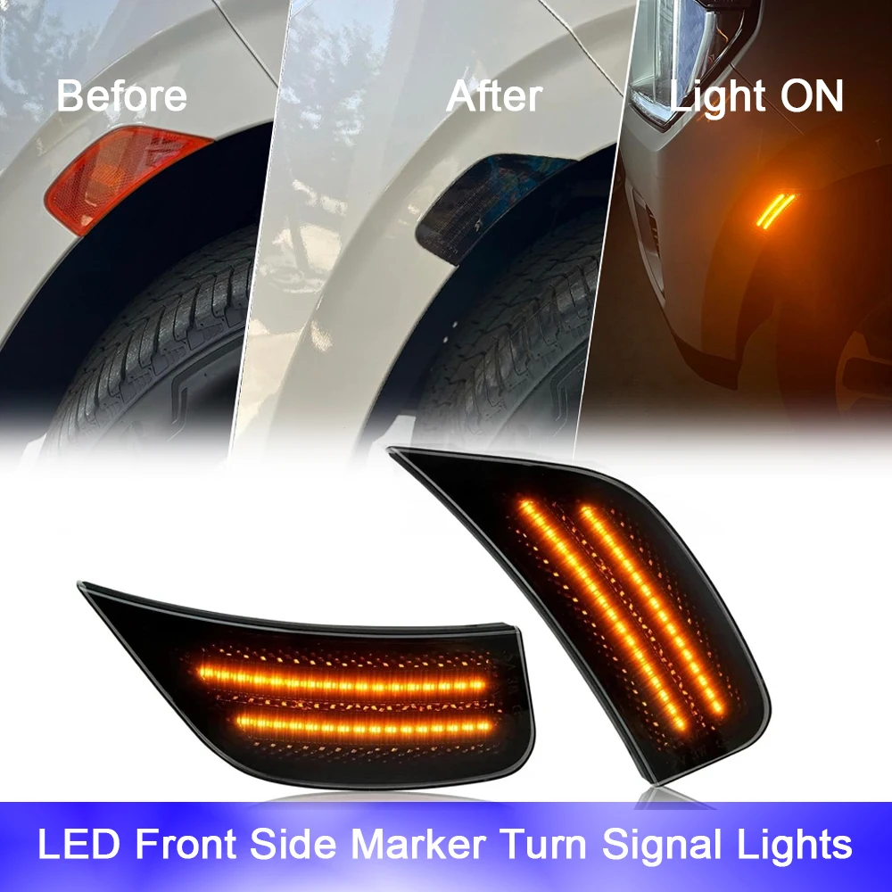 

1Pair Front Bumper Side Marker LED Indicator Lights For Cadillac Escalade ESV GMC Yukon Denali Chevy Tahoe Suburban Amber