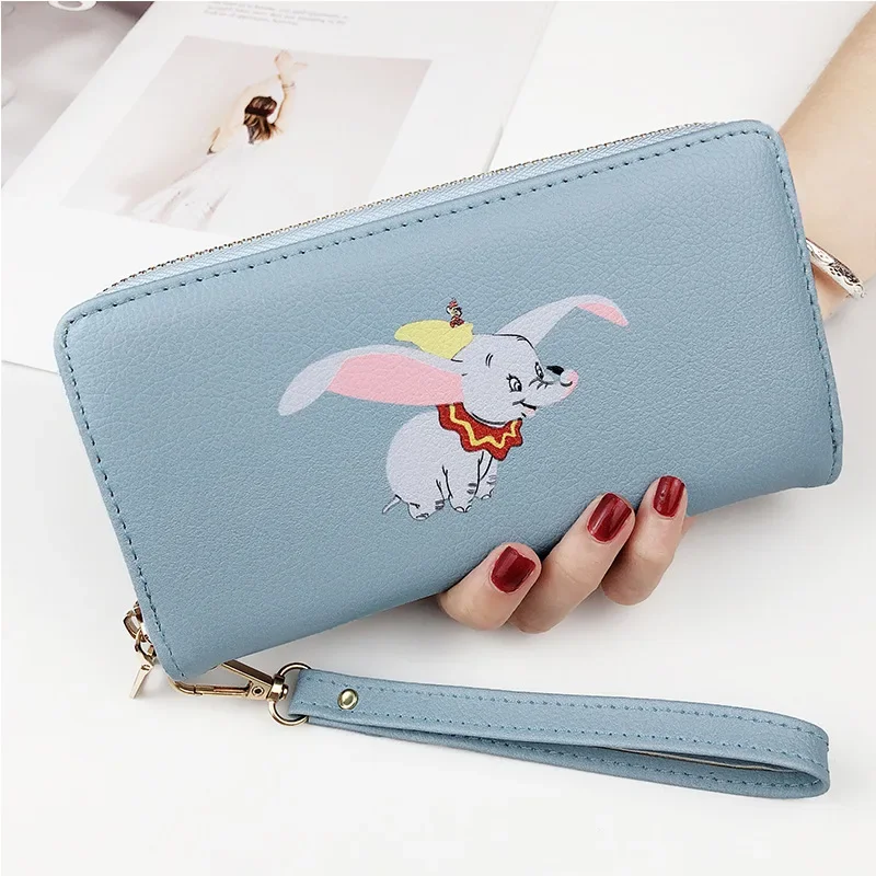 Disney Stitch Lady Dumbo Coin Bag Pu Princess Handbag Long Zipper Wallet Mermaid Cartoon Card Holder