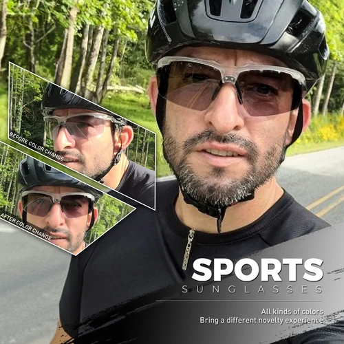 Imagen 2 del producto Scvcn Gafas fotocromáticas ligeras para ciclismo, gafas protectoras transparentes de seguridad para disparar, gafas de sol para deportes al aire libre para hombres y mujeres