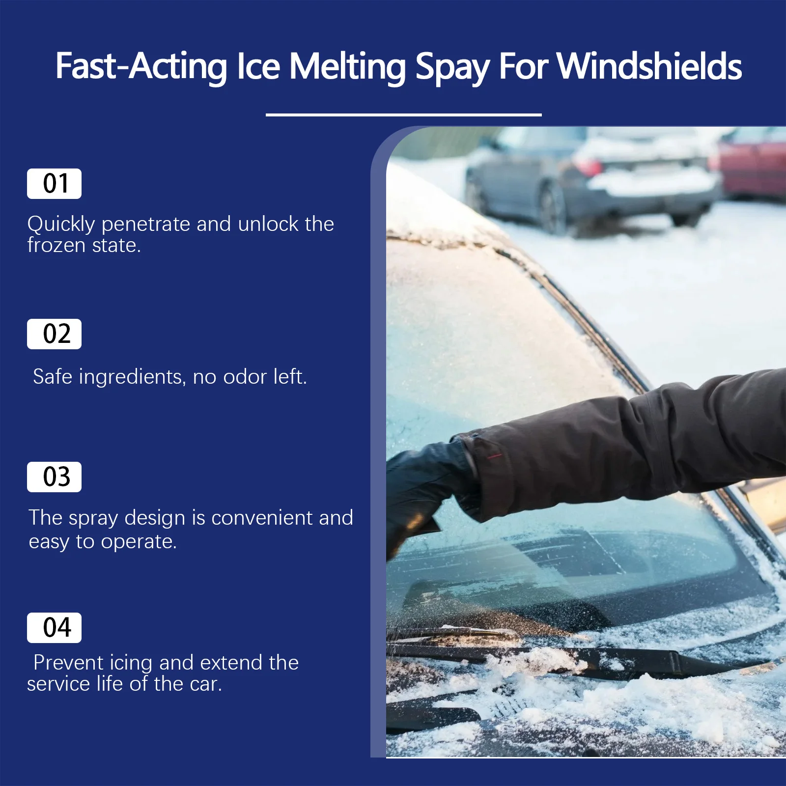 Picture 5: Windshield Deicer Spray Car Deicer Windshield Defroster Spray De-Icer Spray Frost Remover Ice Melt Spray Fast Acting Melts Ice