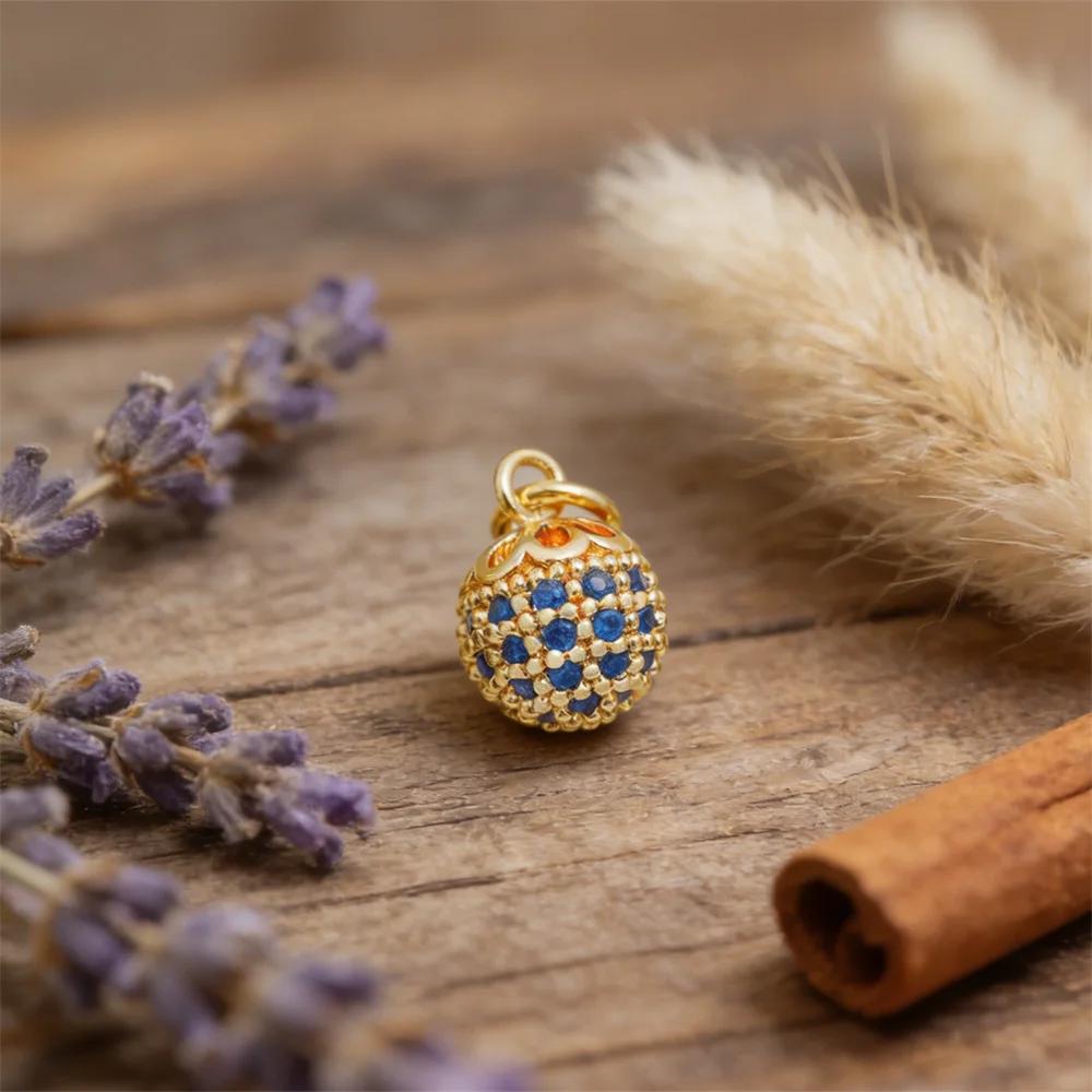 

5Pcs Pendants Brass Beaded Ball Charms for Diy Jewelry Necklace Bracelet Making Exquisite Sparkling Round Shaped Accessories