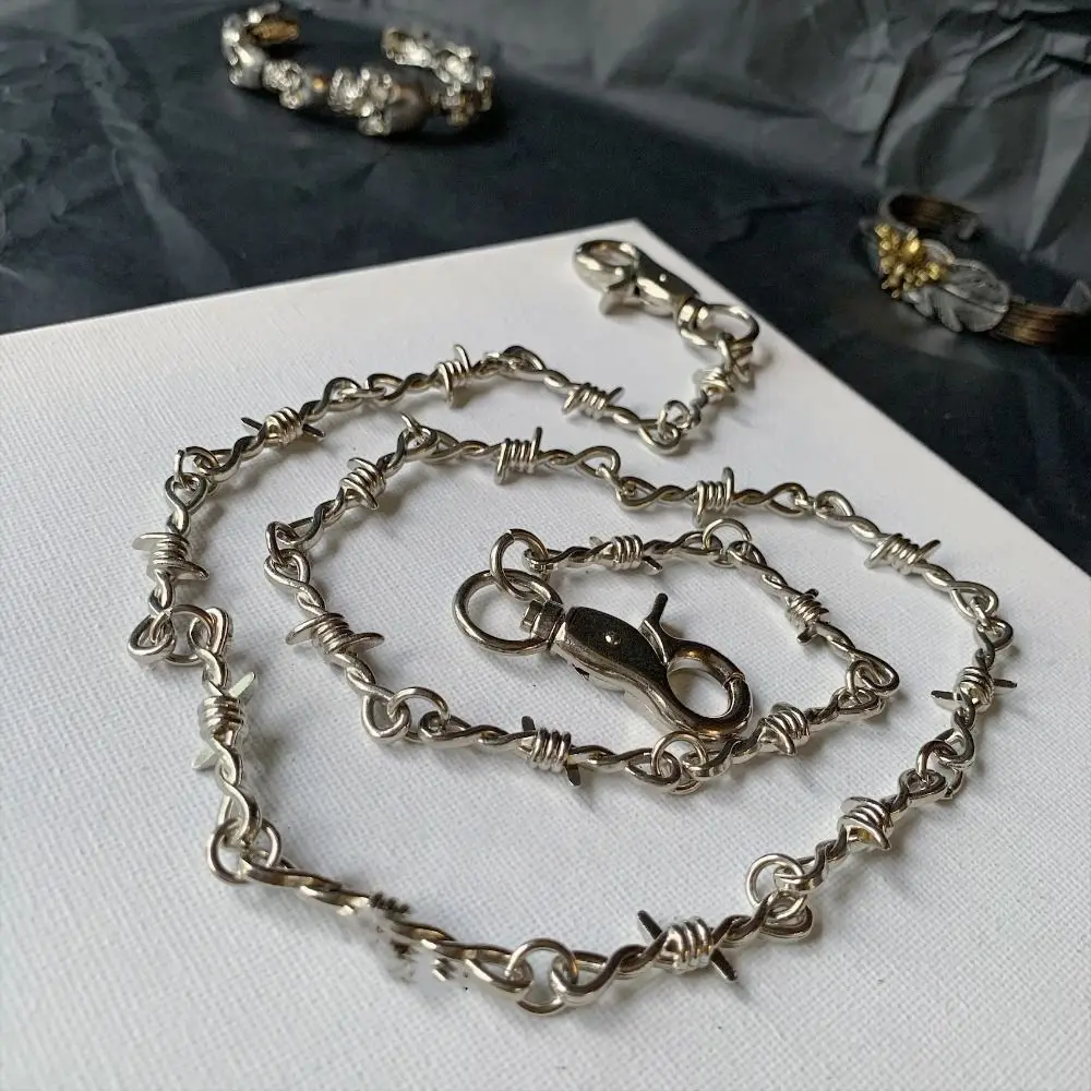 

Trendy Metal Pants Chain Thorns Wire Hip Hop Long Waist Chain Grunge Goth Punk Necklace Women Men Jeans Accessories