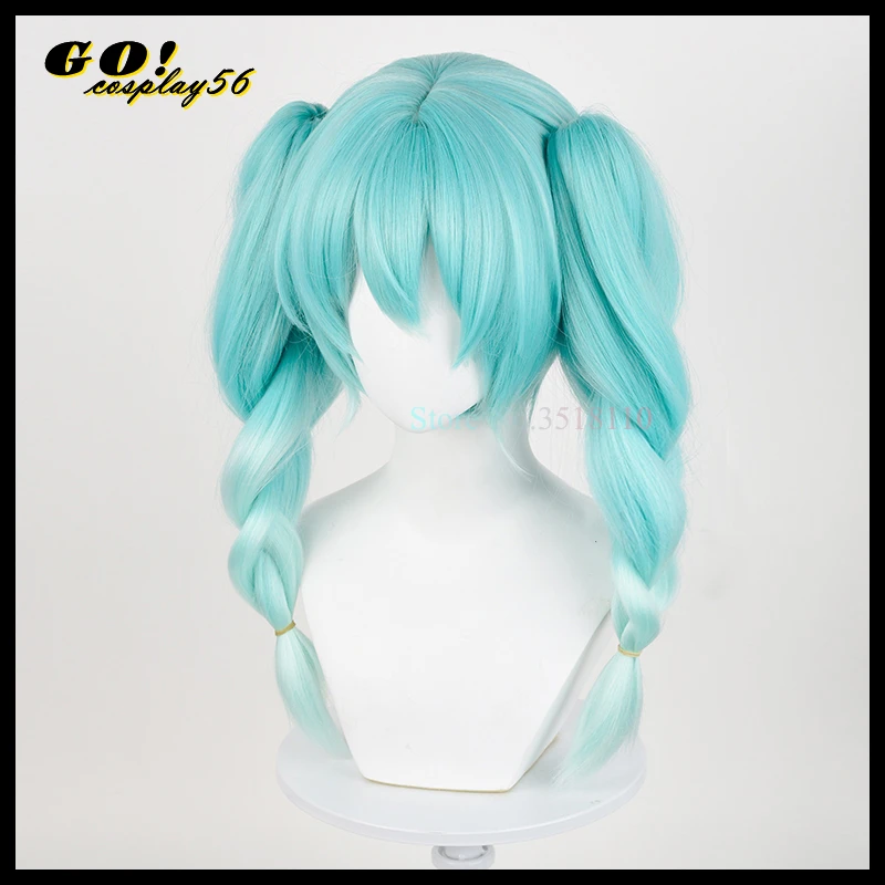 Miku Cosplay Wig Bunny Girls Green Long Braided Ponytails Heat Resistant Short Hair Rabbit Role-Play Twin Pigtails