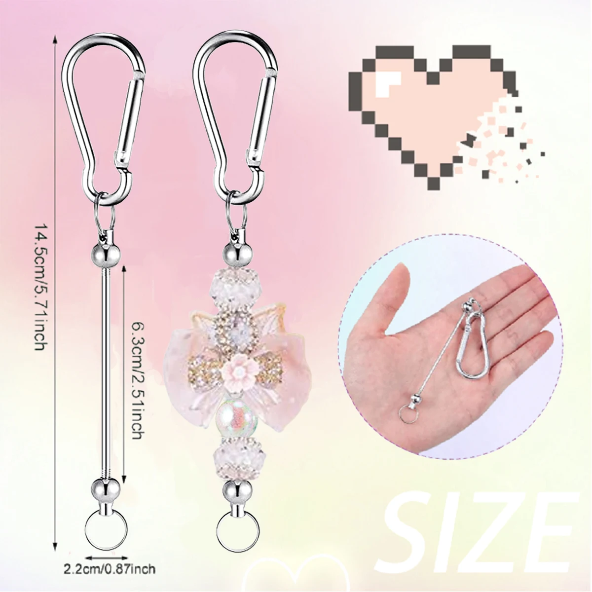 8/15 Pcs DIY Beaded Keychain Kit (Beads Not Included) — Ideal for Outdoor Water Bottles, Bag Charms, DIY Crafts, and Gifts
