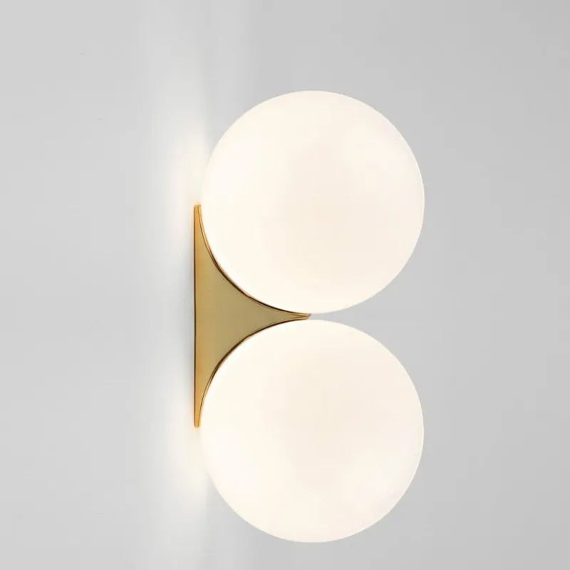 Modern Minimalist White Frosted Glass Ball Wall Lamp LED G9 Lighting Bedside Hallway Interior Decoration Golden Sconce Fixture