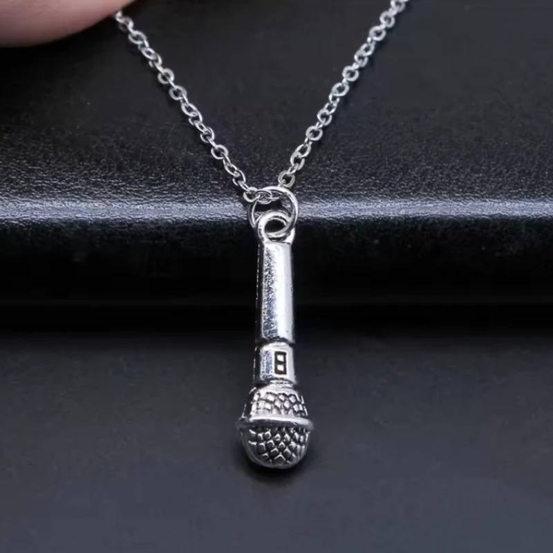 

3pcs Simple Classic Fashion Antique Silver Color Microphone Pendant Girl Women Short Chain Necklaces Choker DIY Making Charms