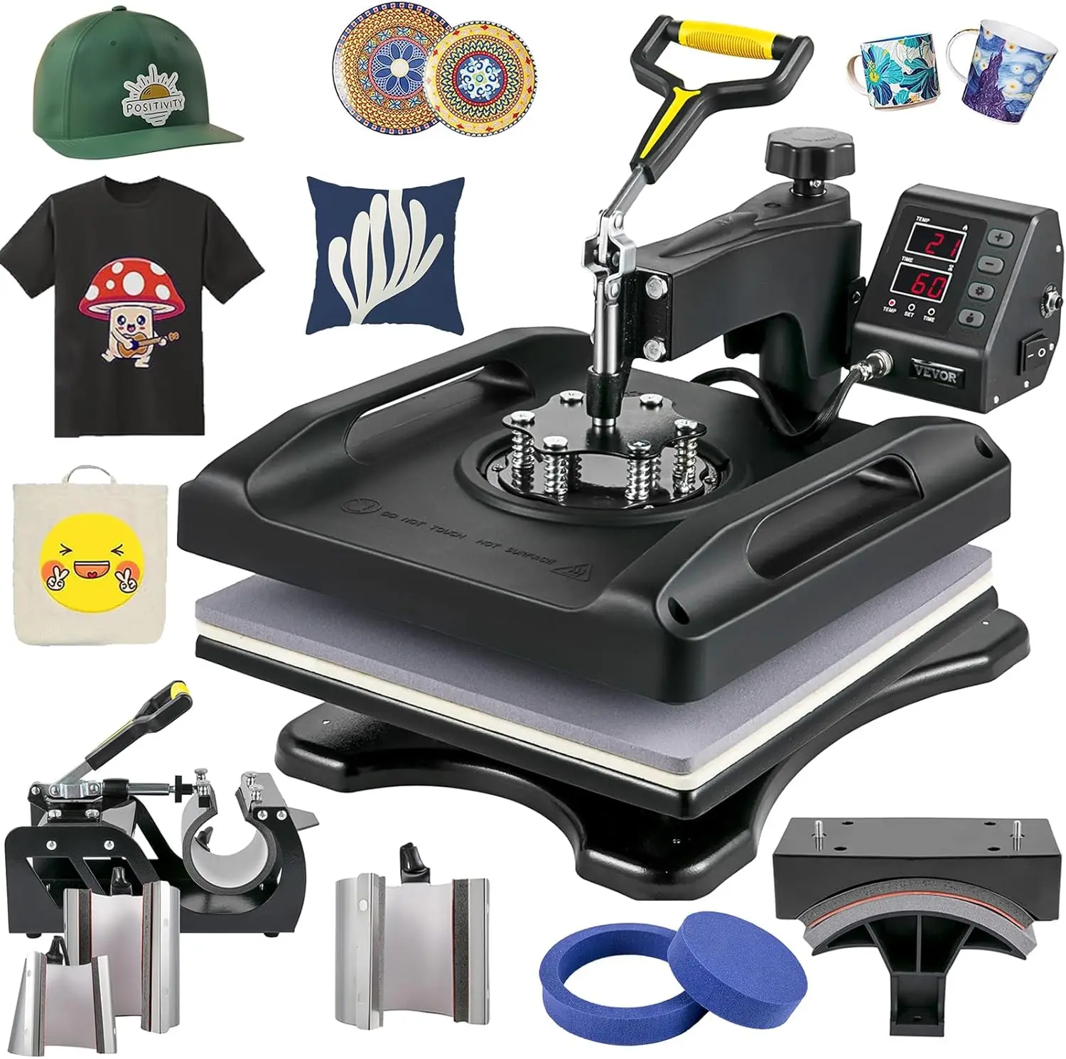 Heat Press Machine 8 in 1 Combo 15x15 Tshirt Press Machine with Tumbler Press 360°Swing Away Digital Multifunction Heat Transfer