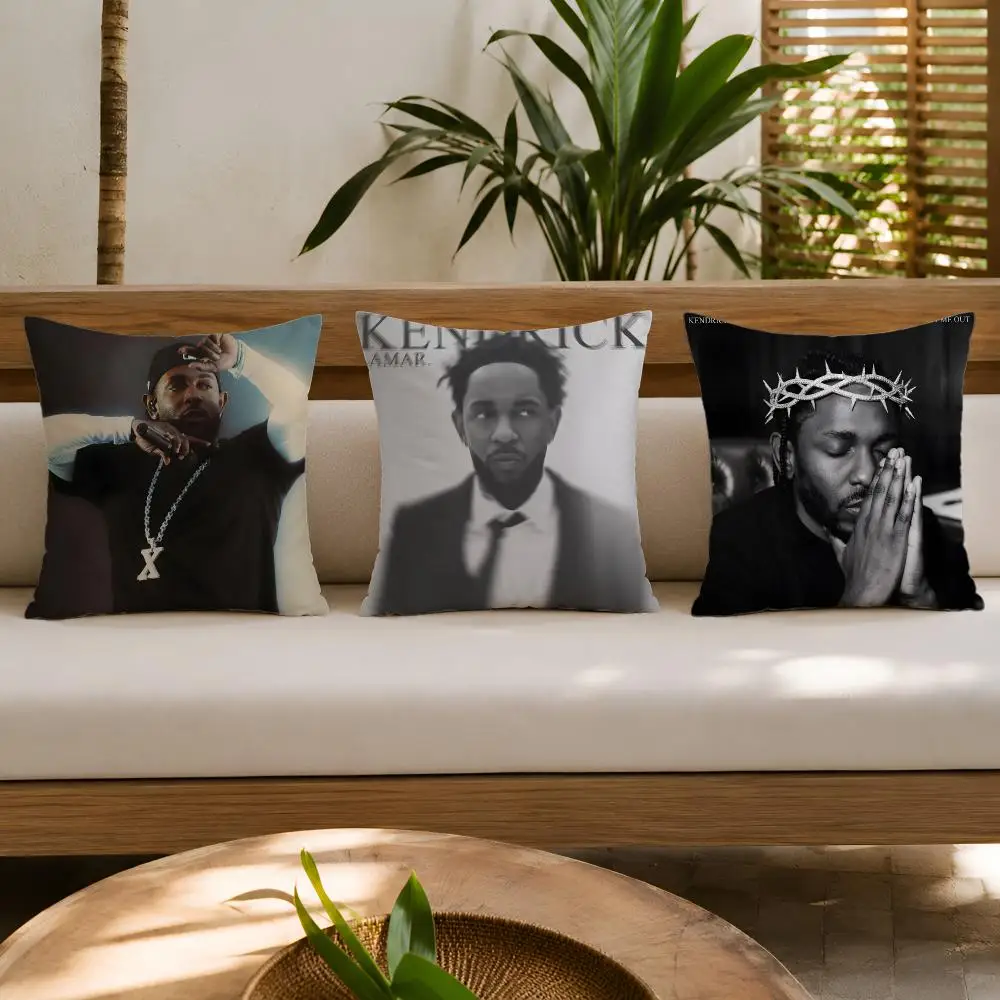 Rapper Singer K-Kendrick Lamar Cushion Cover Double-Sided Plush Sofa Cushion Covers Organic Breathable Invisible Zipper