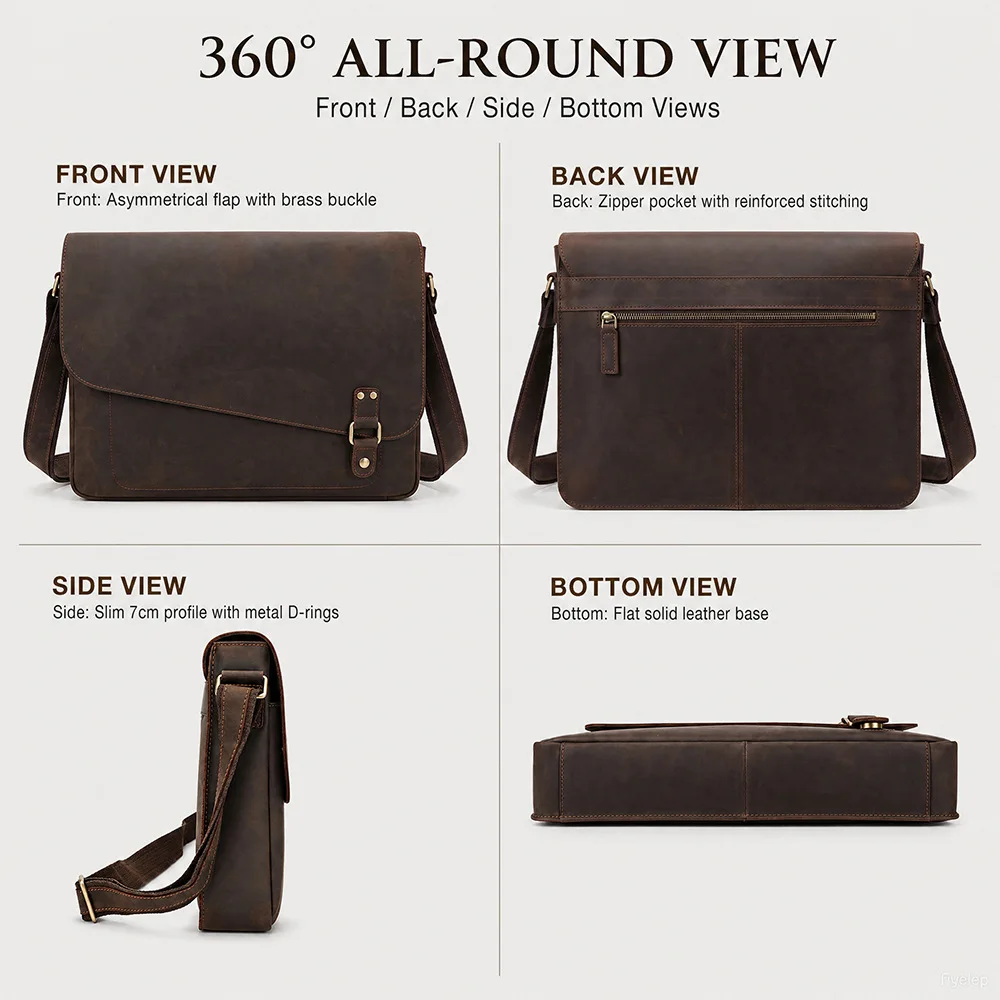 Men's Leather Messenger Bag 16