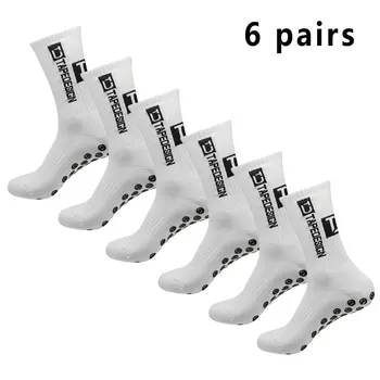 6 pairs of football socks sports socks men's mid-calf socks silicone non-slip dot socks basketball yoga socks