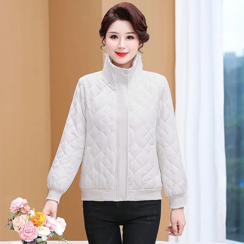 Women's Winter Jacket With Stand Up Collar Placket Quilting Cotton coat Large Size Wadded Overcoat