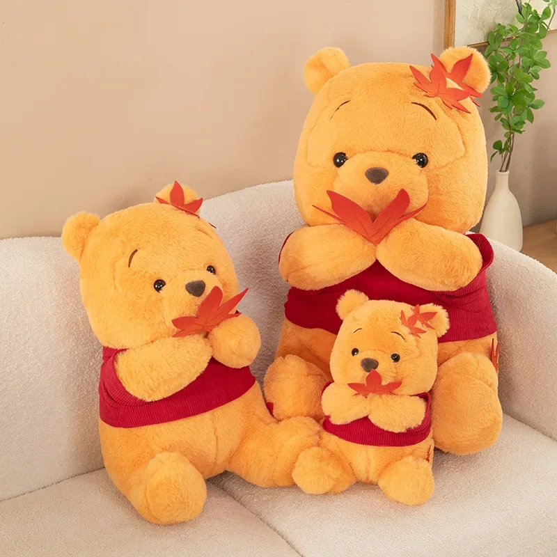 70cm Big Size Disney Pooh Bear Maple Leaf Anime Plush Stuffed Doll Room Plushies Pillow Cute Ornaments Children's Holiday Gifts