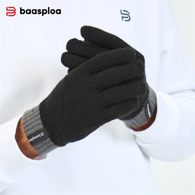 Baasploa Men Knitted Gloves Autumn Winter Sport Outdoor Keep Warm Gloves for Women Fashion Comfort Casual Gloves New Arrival