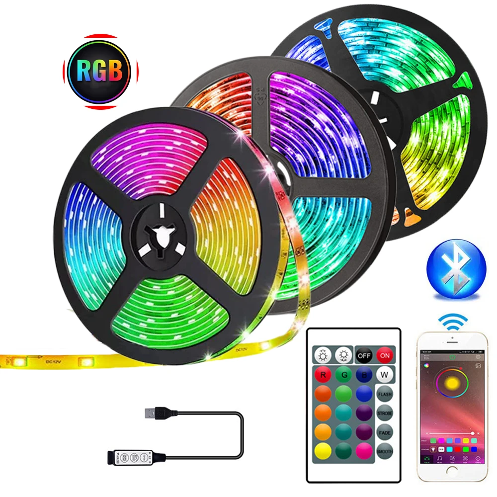 

5M 3M 1M 2M led strip lights RGB SMD 5050 Luces Flexible Lamp USB Infrared Bluetooth led lights Decoration For Home For Festival