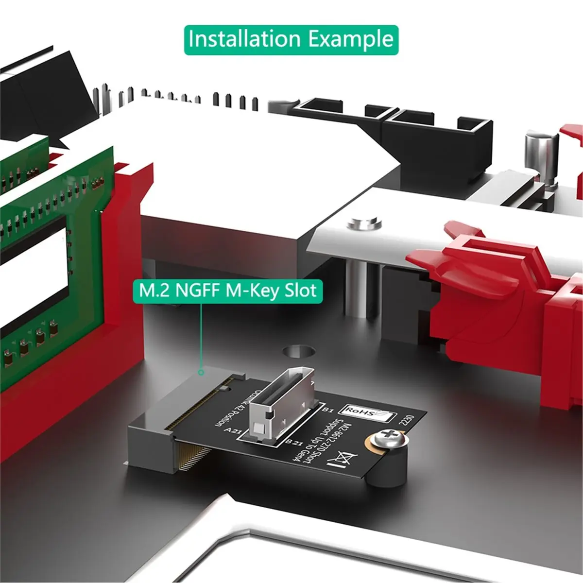 Adaptador M.2 Nvme Key M a SFF-8612, NVMe PCI-E 4.0 X4 a OcuLink SFF-8612 4i Adaptador de host para SSD y EGPU A