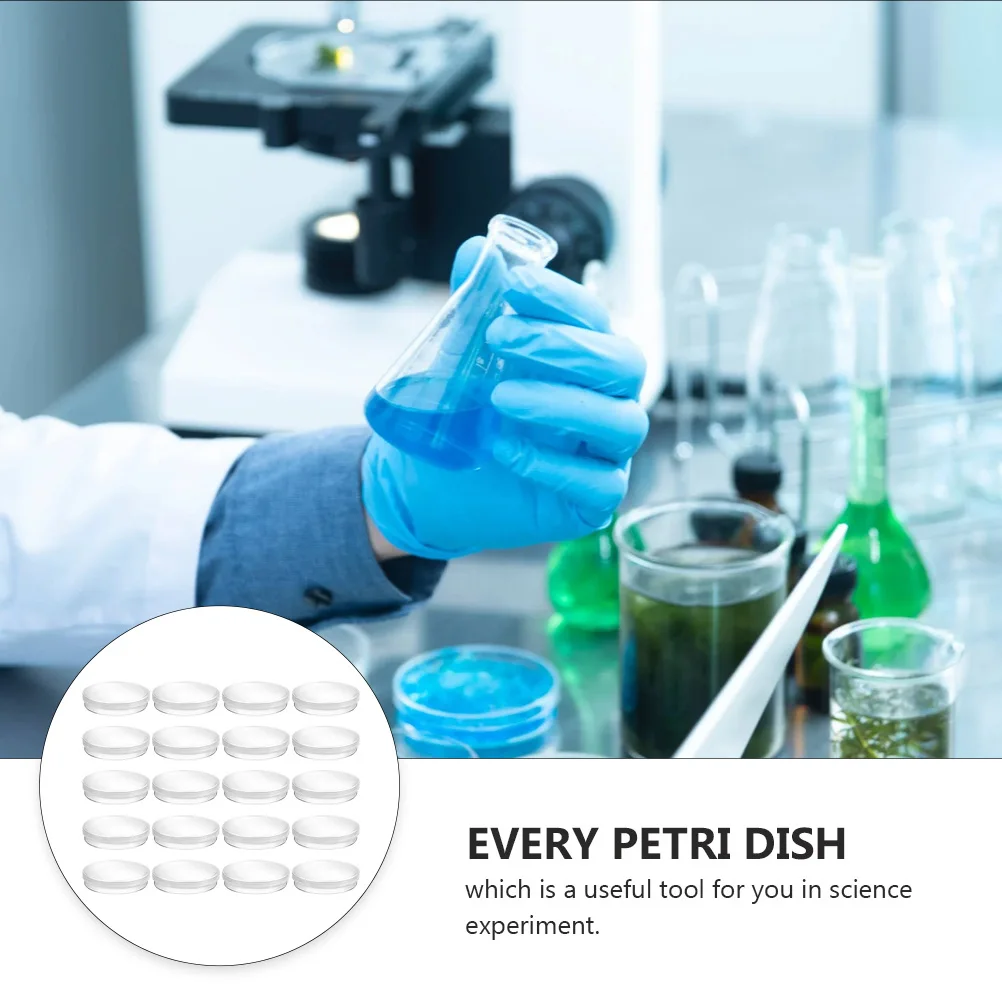 

20pcs Laboratory Petri Dishes Transparent Plastic 70mm Size Ideal for Biology Microbiology Studies Reusable EcoFriendly
