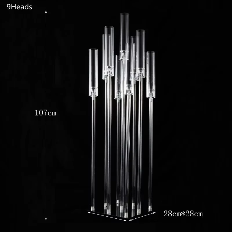 2-10pcs Acrylic Candelabra 9 Heads Candle Holders Wedding Candle Holders Flower Stand Candle Holders for Center Table Decoration