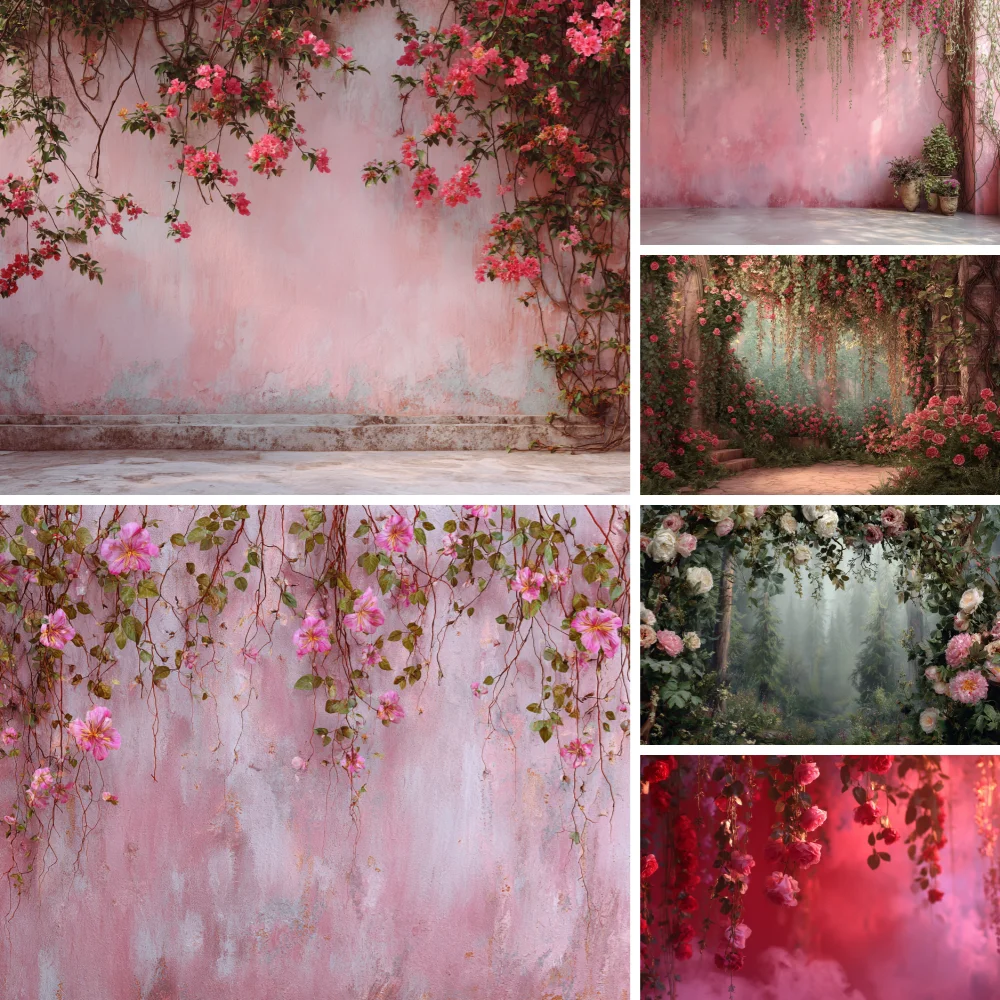 

Spring Photography Background Vintage Wall Flowers Kids Birthday Maternity Art Portrait Decor Backdrop Photo Studio