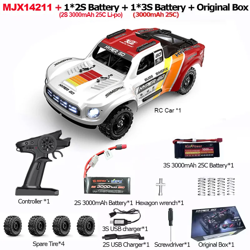 Hyper Go MJX 14211 1/14 RC Auto 4WD Borstelloos 70 km/u Hoge snelheid Racing 2.4G Afstandsbediening Off-Road Snelheid RC Auto's Vrachtwagen Speelgoed