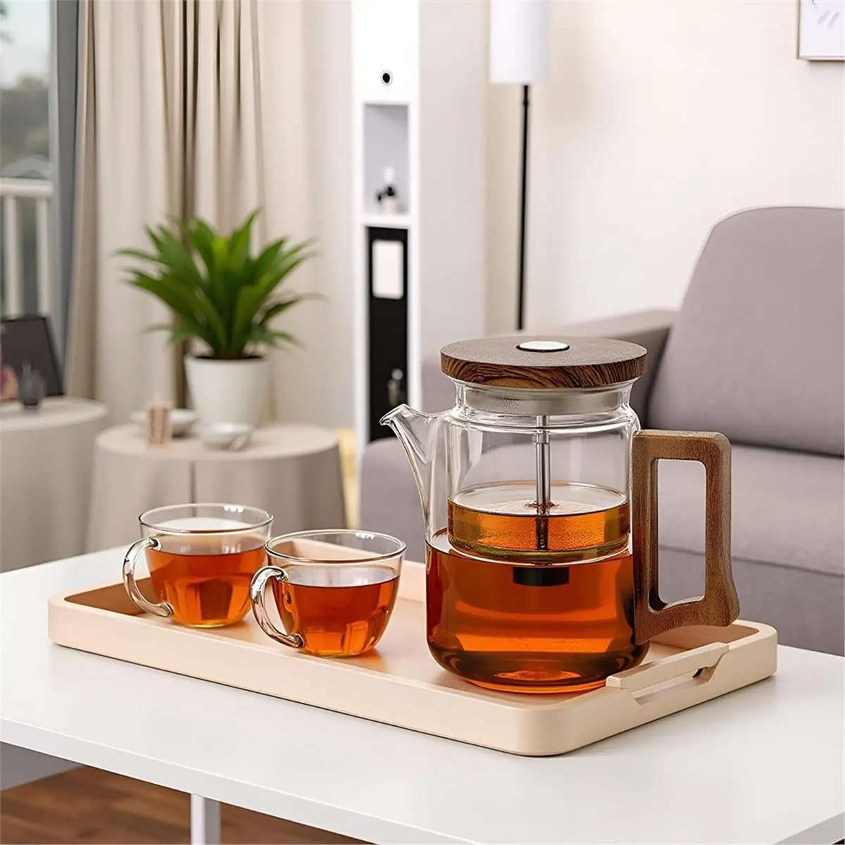 

2026 Новый высокотемпературный стеклянный чайник, бытовой сепаратор для чая и воды, утолщенный высокотемпературный чайник. Чайник