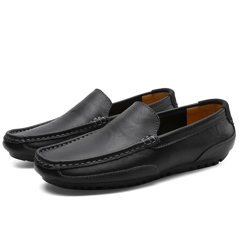 Casual Slip on Formal Loafers Men Moccasins Italian Black Male Driving Shoes Sneakers Plus Size Shoes Leather Men Luxury Trendy